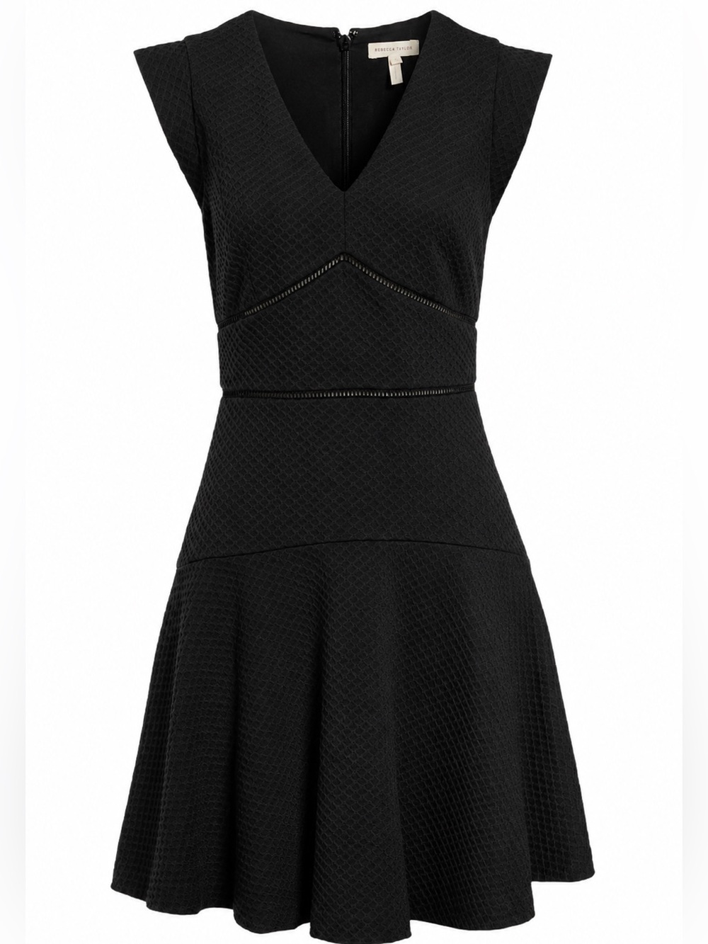 Rebecca Taylor Textured Fit & Flare Mini Dress Black Size 2 NWT